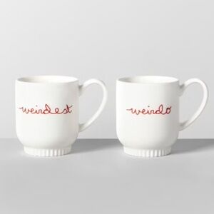 Opalhouse Weirdo Weirdest White Porcelain Mug Set